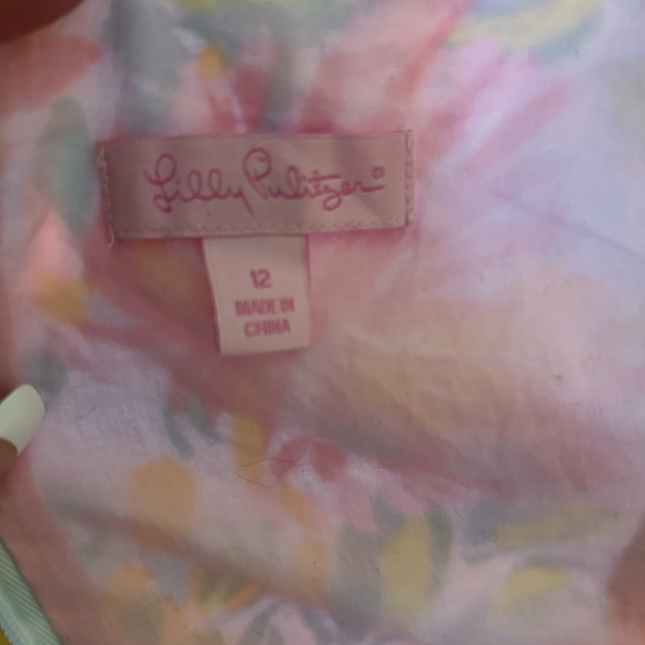 Lilly Pulitzer Pink Orange Sheath Dress with Bishop Sleeves - Size: 12 - Picture 7 of 8